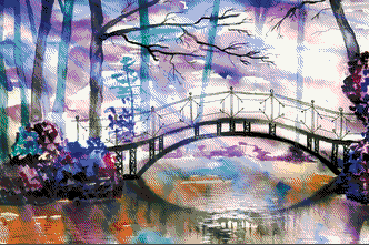 Stitching Jules Design Cross Stitch Pattern Asian Bridge Japanese Scenic Colorful Cross Stitch Needlepoint Embroidery Digital Pattern Ready For Instant Download